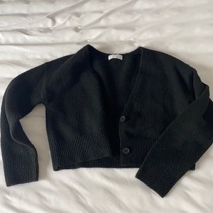 Oak + Fort black crop cardigan